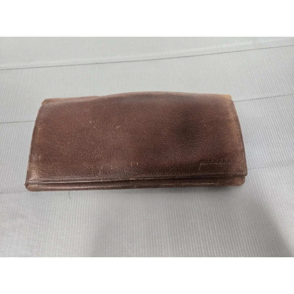 Burberry Bi Fold Wallet Men Brown Authentic Leather Luxe Nova Check